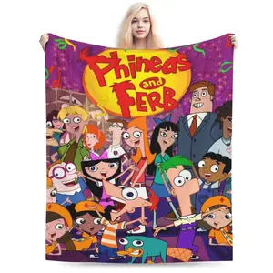 Phineas And Ferb Inspired Soft Flannel Blanket, Cozy Living Room, Office Sofa Decor, Travel Gift - Suitable for All Seasons