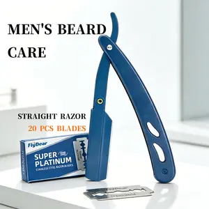 Professional Straight  Razor for Men – Close Shave Shavette for Beard Shaping & Barber-Style Grooming Stainless Steel Professional Barber Razor anti-slip design manual shaving edge Folding Dermaplane Facial Razor safety blade Set replacement Reusable