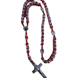 Elegant Rosary red archangel  Michael Color Religious Beads with Cross Charms