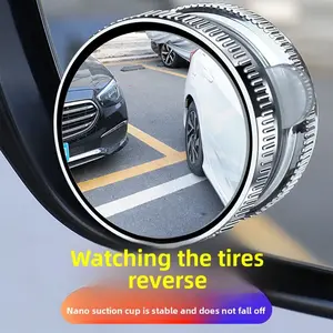 360 Degree Adjustable Suction Cup Car Blind Spot Mirror Wide Angle Rear View Backup Parking Assist Round Mirror for Safer Driving Car Accessories Car Rearview Mirror