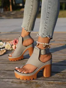 Summer coarse heel high-heeled, Elevated sandals for women, Adjustable strap, comfortable and breathable, single buckle strap design, waterproof platform thick soled, casual open toe for daily wear, suitable for commuting, parties