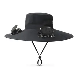 Solar Powered Fan Hat for Men Women, Wide Brim Sun Hat with Dual Fans, UV Protection, Long Endurance Cooling Cap for Hiking, Fishing, Outdoor, Gardening, Beach, Golf, Sports, Camping