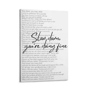 Slow Down You're Doing Fine Poster Canvas Print, Motivational Inspirational Quote for Room Decor, Rustic Winter Bedroom Office Home Room Decor Artwork