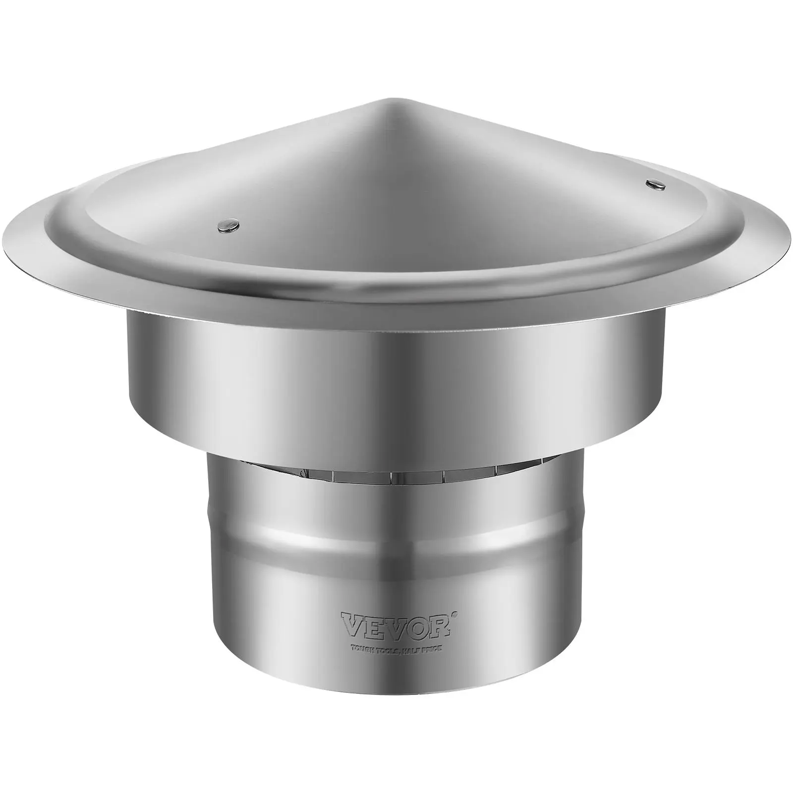 【summerfinds】VEVOR Chimney Cap, 6 inch, 304 Stainless Steel Round Roof Rain Cap, 11.81-inch Increased Caps, All Weather & Reinforced Screws & Easy Installation, for Perfect Insulation Vent Cover Outside, Silver