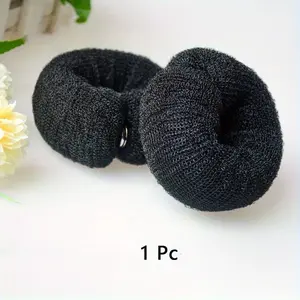 1pc Vintage Mesh Hair Bun Maker - Elegant DIY Hair Foam Donut Tool with Snap Button for Classic Updos - Suitable for Ages 14+, Single Piece, Solid Color