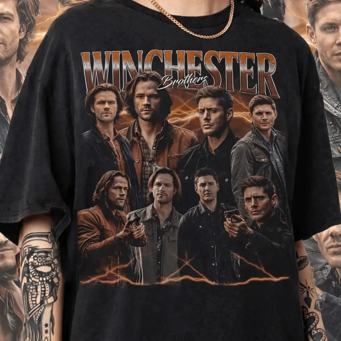 Vintage 90s Graphic Style Dean Winchester T-Shirt Gift For Fan All-Season Cotton T-Shirt