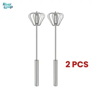 Stainless Steel Hand-Push Rotary Whisk Food-Grade Rust-Resistant Sturdy Riveted Construction Semi-Automatic Design Versatile for Cooking Blending Whisking Beating and Stirring Tasks Easy to Clean