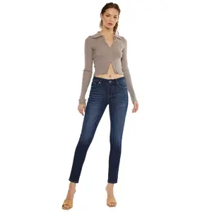 Kancan Women's Mid-Rise Super Skinny Denim Jeans - 29.5" Inseam, Cotton-Polyester-Spandex Fabric, Style KC7085, Women's Bottom Clothes