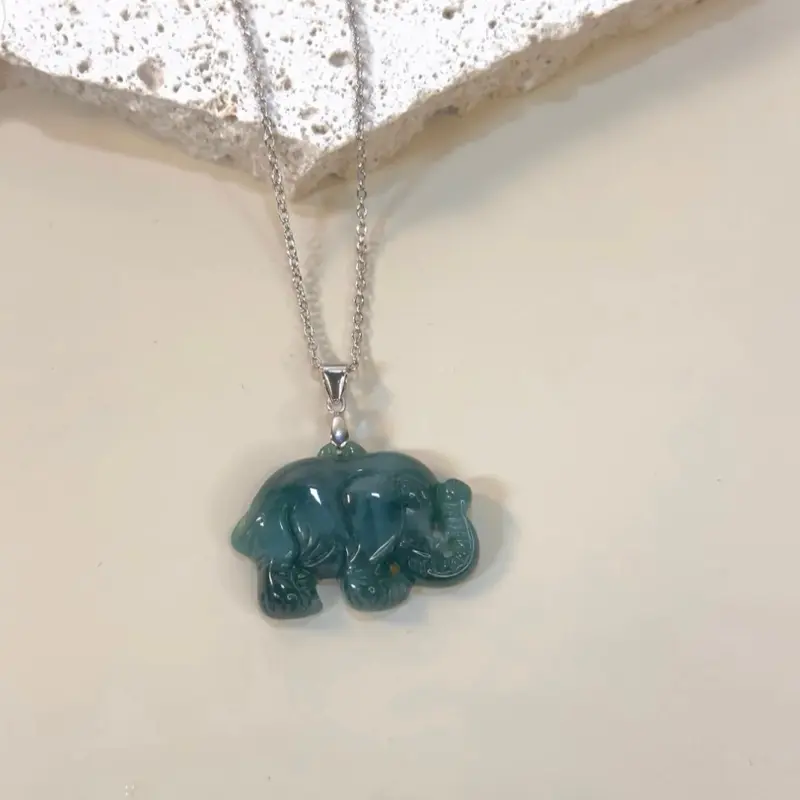 Elephant pendant silver 925 pendants jade- Dije de elefante