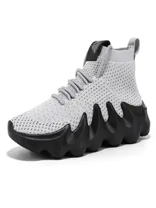 Men's Height-Boosting Shoes, Flyknit Mesh Coconut Shoes, Large Size Sports Shoes, Trendy Youth Fashion, Versatile Sock Shoes