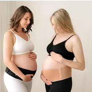 Maternity Strap - Abdominal/Back support strap - Breathable and adjustable to ease lumbar support (beige, black)