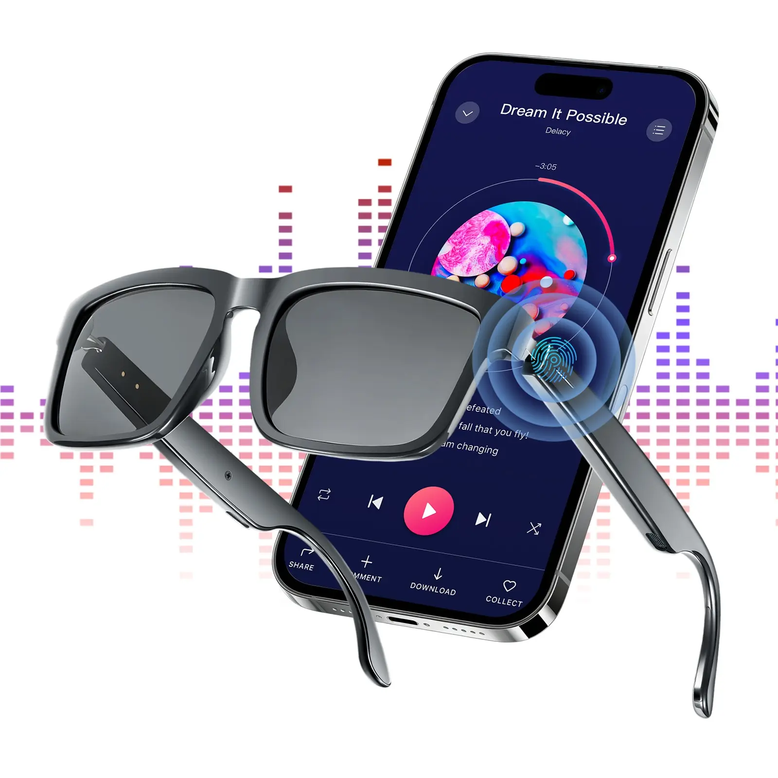 Bluetooth Audio Smart Glasses,Blue Light Lenses/Polarized Sunglass Glasses for Women Men,Open Ear Sound Mic & Speakers, Magnetic Charging,Touch & Voice Assistant, Wireless Audio Glasses, Wireless Audio Eyewear
