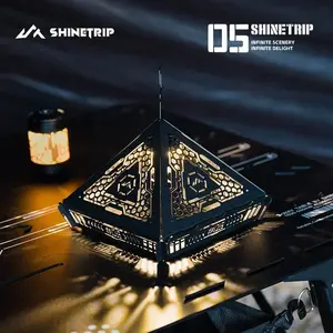 ShineTrip Pyramid Camping Lampshade, Tactical Style Laser-cut Light Shade, Camping Atmosphere Lampshade, Stainless Steel Pyramid Lampshade, Camping Decoration Lamp Cover, Outdoor Hanging Decorative Light Shade