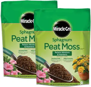 Miracle-Gro Sphagnum Peat Moss, For Containers and In-Ground, 8 qt., 2-Pack