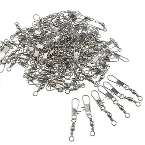 10/50pcs Outdoor fishhook connector, solid ring fishing belt, safety snap-on connector, rotary ring snap-on connector with ball bearing