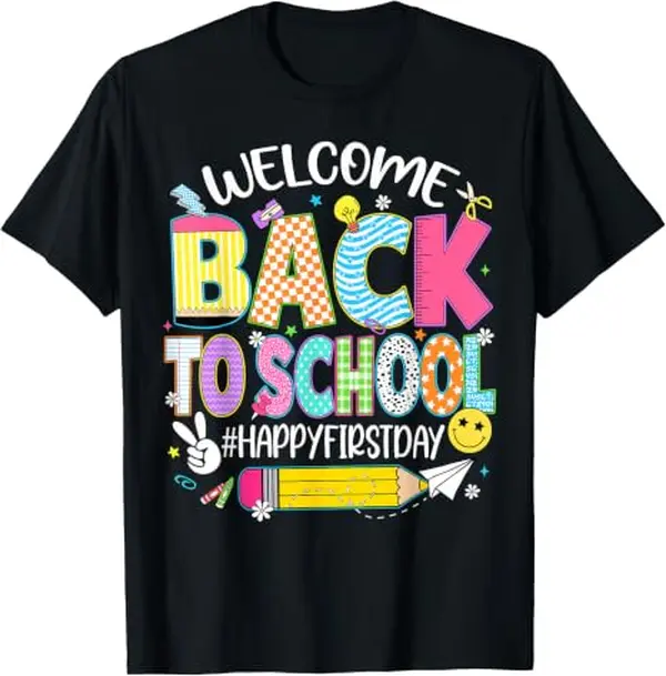 Welcome Back to School Happy First Day of School Teacher Kid T-Shirt