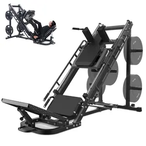 2-in-1 Leg Press and Hack Squat Machine for Home Gym, 1200lbs Heavy Duty Carbon Steel Lower Body Workout Combo, Smooth Linear Bearing Quads Glutes Leg Training Equipment with Weight Plate Storage & Wheels, Professional Garage Gym System