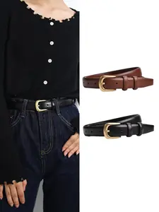 Women's Casual PU Leather Belt Set, Vintage Style Waistband for Jeans, Versatile Fashion Accessory for All Seasons, Trendy Belt