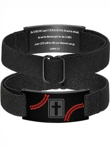 Baseball & Cross Design Bracelet, Stainless Steel Adjustable Bracelet for Men & Boys, Fashion Jewelry for Party, Daily Clothing Decor, Birthday Gift, Bible Verse Bracelet