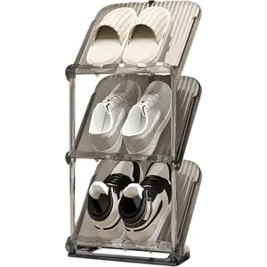 YYW Shoe Rack Vertical Shoes Rack for Entryway Corner Shoe Organizer for Small Spaces Transparently Tall Slim Shoe Shelf for Front Door Entrance Living Room Grey 3