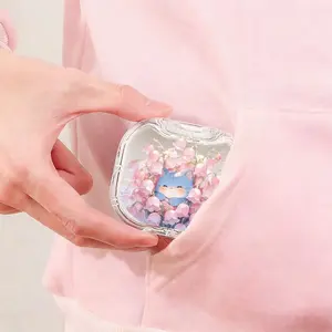 Lily of the Valley Flower Blue Cat Printed Retainer Box, Portable Sealed Denture Storage Box, Student Portable Orthodontic Retainer Box, Waterproof Scratch Resistant Invisible Braces Storage Box