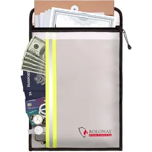 Fireproof Cash Bag (10" x 13") - Waterproof Folder with Zipper for Secure Storage at Home, Office and Travel