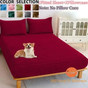 Pure Color Fitted Sheet Set, Soft Breathable Microfiber, Wrinkle-Resistant, Full/king/queen Size, Deep Pockets, Bedroom Dorm Use