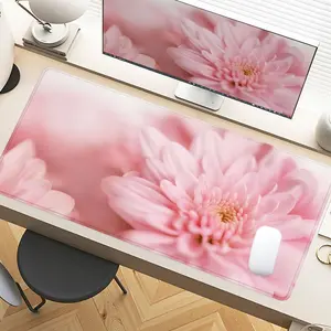Pink Floral Daisy Desk Pad Gaming Mousepad XXL Mouse Pad For Laptop Desk Mouse Pad With Non-Slip Rubber Base Stitched Edges Surface For PC Gamers Office Workers & Home Use, Desktop Accessory, Perfect Gift For Spring Summer Desk Accessories