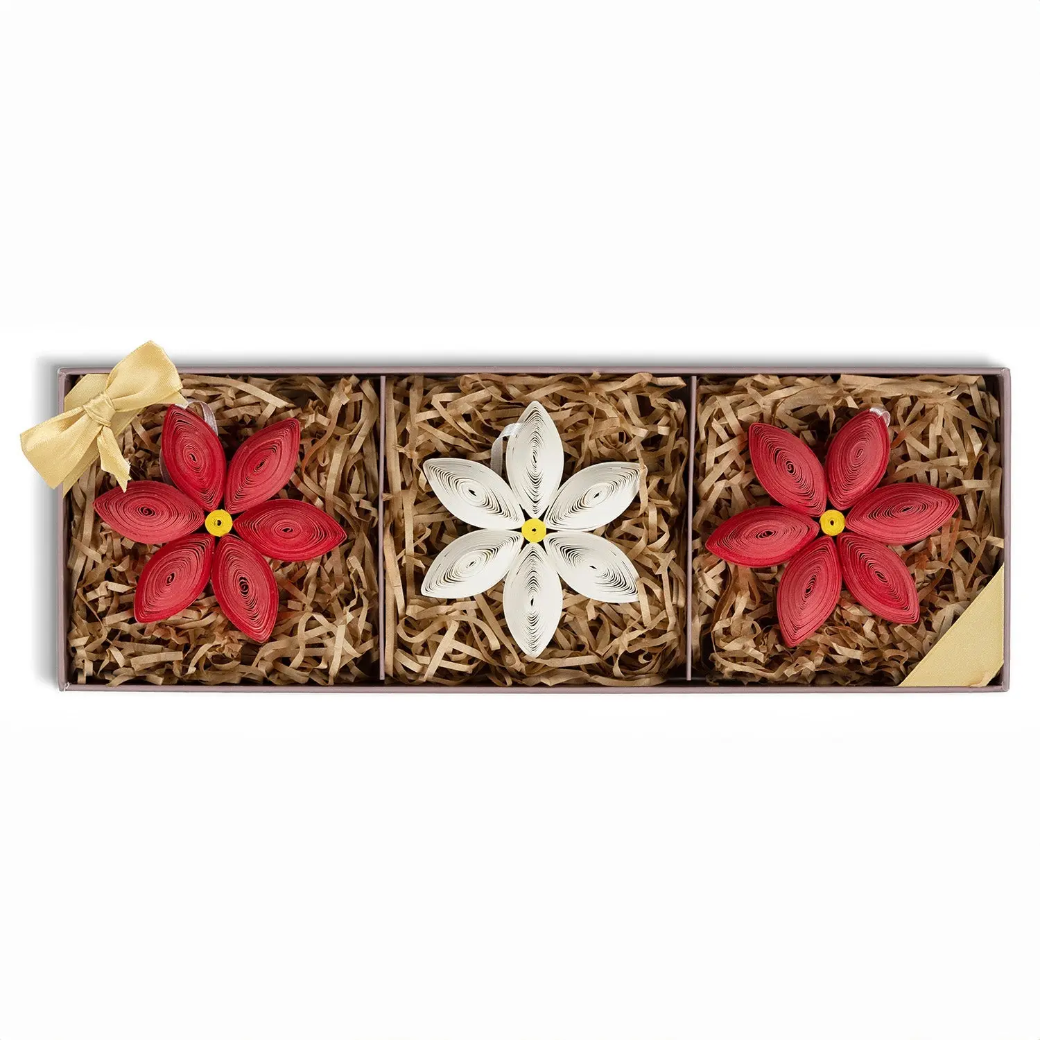 Quilled Poinsettia Ornaments Box Set