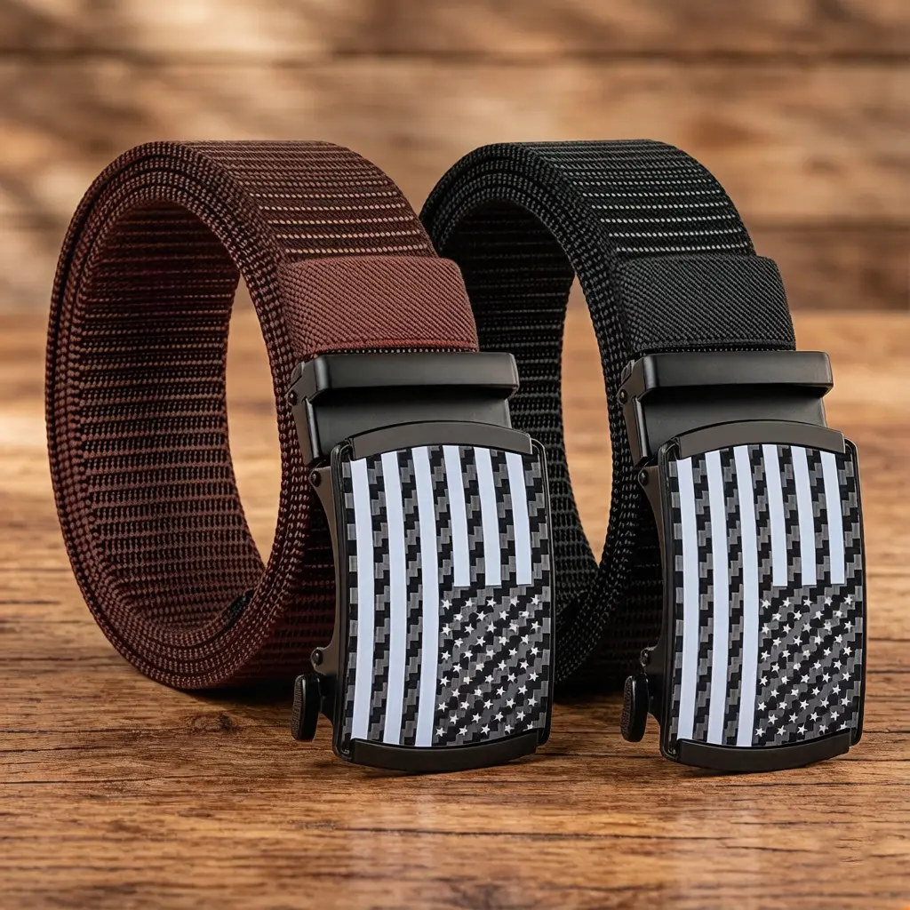 Men's Heavy-Duty Adjustable Belt - Knit High-Strength Stretch Braid Nylon Webbing Tactical Design with Auto-Locking Ratchet Buckle, Ideal for Casual Wear