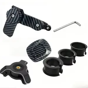 Motorcycle Phone Holder with Carbon Fiber Pattern, Shockproof Fork Bicycle Phone Mount, 360 Degree Rotating Handlebar Clamp