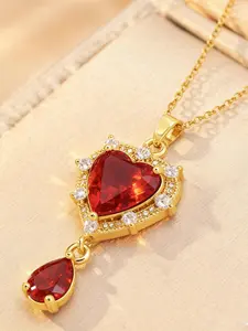 Luxury New Ruby Necklace for Women, High-Quality Fashion Statement Accessory, Versatile Sweater Chain Jewelry for All Occasions