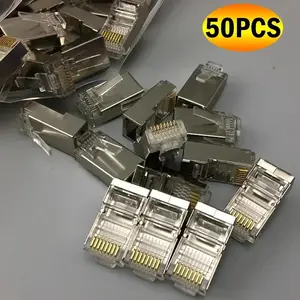10/20/50 Pcs Cat7 Cat6 Cat5 Shielded Rj45 Modular Plug, Plating, Ideal for Ethernet Cables, Reliable Networking Solutions