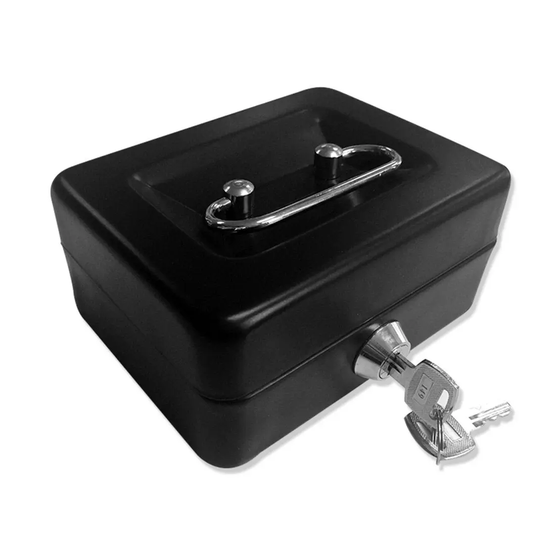 Locking Small Steel Cash Box without Money Tray,Lock Box,Black Small