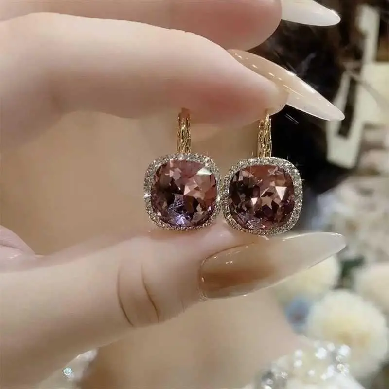 Sophisticated Light Purple Earrings French Vintage 3D Square Ear Jewelry Design-Inspired Niche Drop Earrings HNAO18