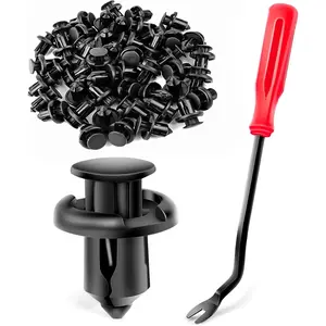 100PCS GRC-45 Fender Rivet Clips-91503-SZ3-003 10mm,1PC Bonus Fastener Remover for Honda and Acura