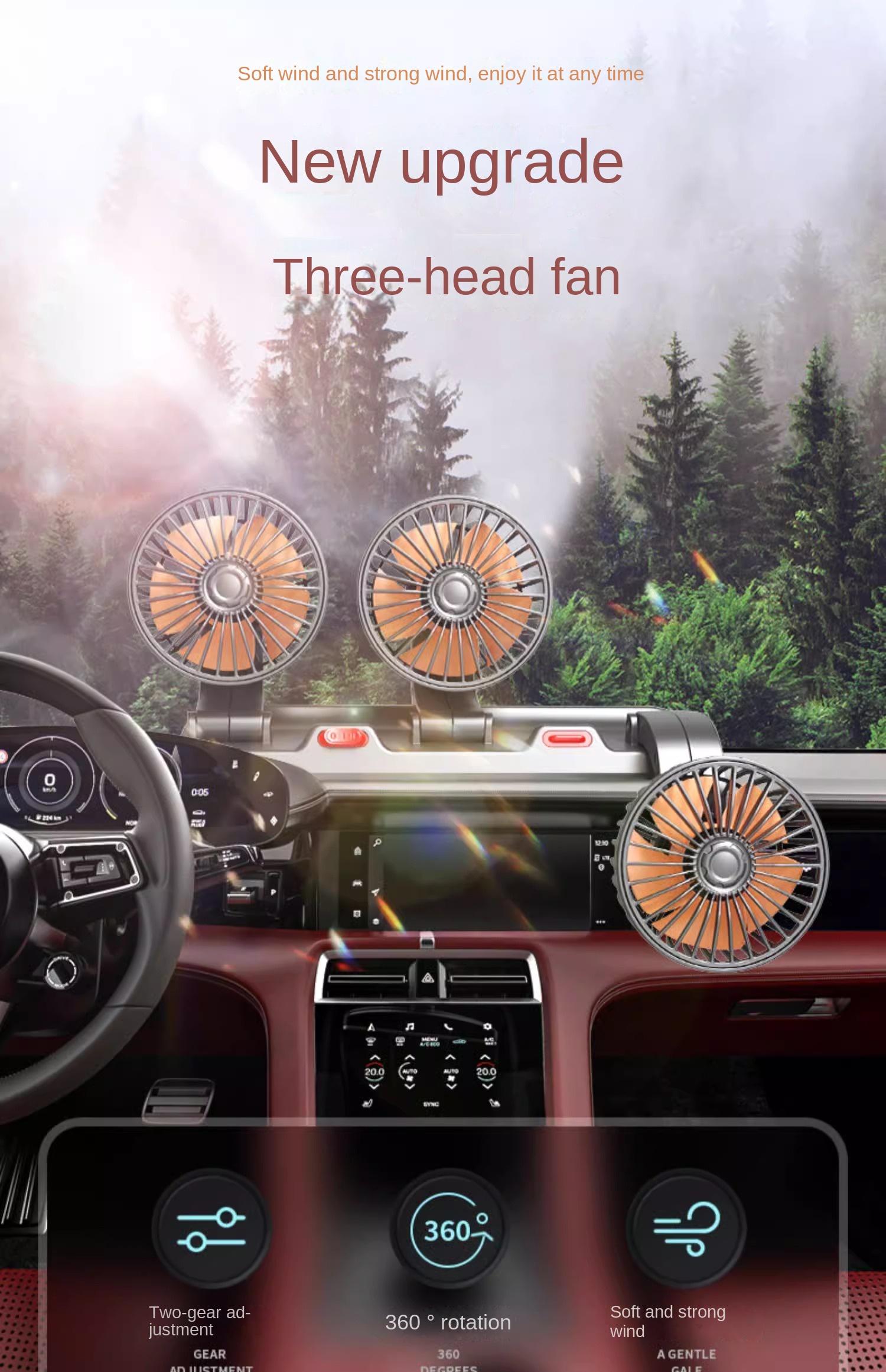 Car Fan 360° Adjustable 3 Head Air Fan Automotive Electric Fan USB/12V/24V Fan 2 Speeds Car Silent Fan For Home Desk Office&Car Car Fan 360° Adjustable 3 Head Air Fan Automotive Electric Fan USB/12V/24V Fan 2 Speeds Car Silent Fan For Home Desk Office&Car