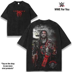Roman Reigns Tribal Chief Champion Graphic T-Shirt, Legendary Bloodline Era Design Inspired by WWE, Roman Reigns Title Belt Back Print, Vintage Washed Streetwear 230gsm Heavyweight Cotton Pro Wrestling Fan Shirt tee
