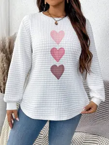 Women's Plus Size Casual Multifunctional Heart Gradient Sports Top, Long Sleeve Sweatshirt, Fall & Winter Fashion, Perfect for  Autumn & Winter Clothing