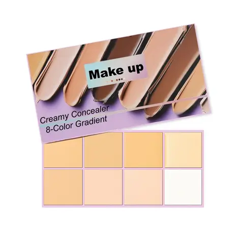 8-Color Gradient Soft Matte Creamy Concealer Palette - Makeup with Super Coverage, Color Correction, Covers Blemishes & Blackheads, Acne Scars, Freckles, Puffiness & Dark Circles, Tear Troughs for Contouring (Festive & Party Supplies, Home Supplies)