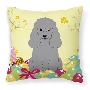 Easter Eggs Poodle Silver Fabric Decorative Pillow BB6068PW1818