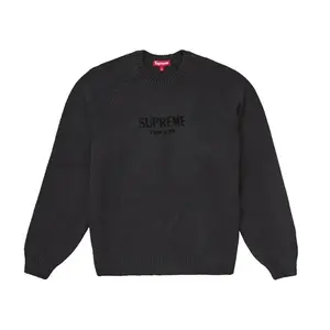 Supreme Flocked Logo Sweater Black (men) by StockX