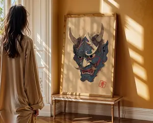 [UNFRAMED POSTER] Ukiyo-e Style Japanese Oni Poster, Vintage Woodblock Landscape Art Print, Traditional Asian Wall Decor