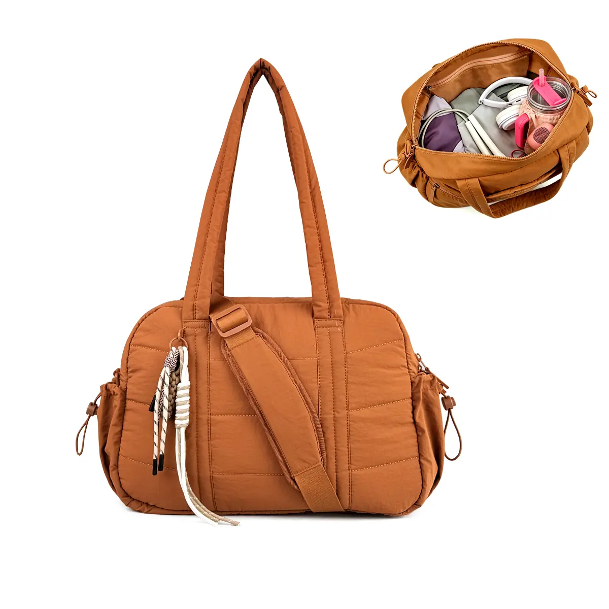 Women's Multi-Functional Crossbody & Shoulder Bag - 17L Capacity, Water Bottle Holder, Detachable Charm - Ideal for Work, Gym, Daily Commute