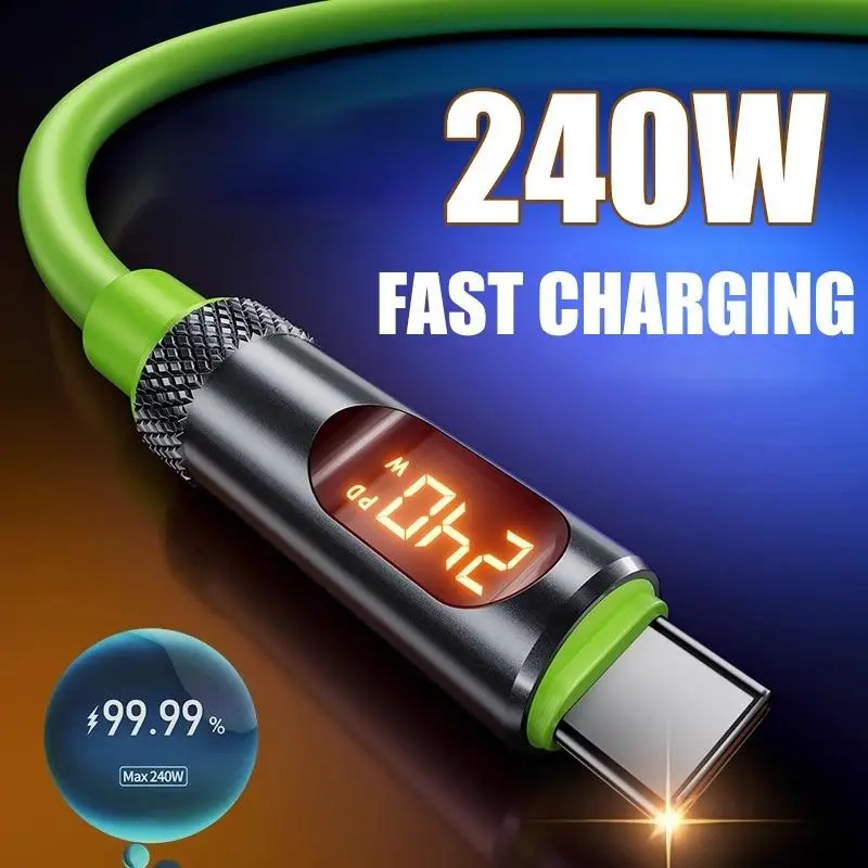 240w Super Fast Charging Durable Cable, Type-C to Type-C Display Charge, Pd3.1 480mbps High-Speed Data Transfer, USB-C to USB-C for Apple Huawei Honor
