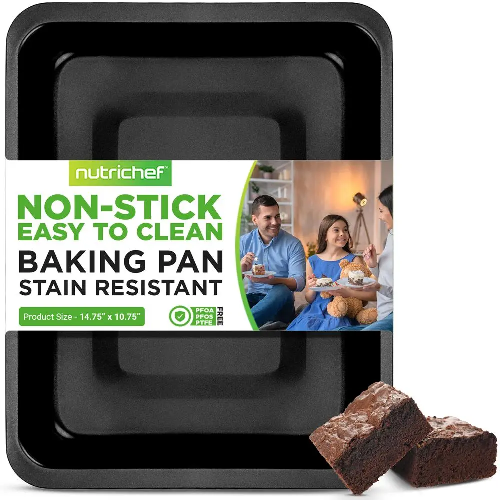 Baking Pan – Gray | Nonstick Carbon Steel Oven Bakeware with Silicone Coating - Even Heat, Durable & Easy Clean, Dishwasher Safe, PFOA/PTFE Free – For Baking, Roasting, Cakes, Brownies & Kitchen Use