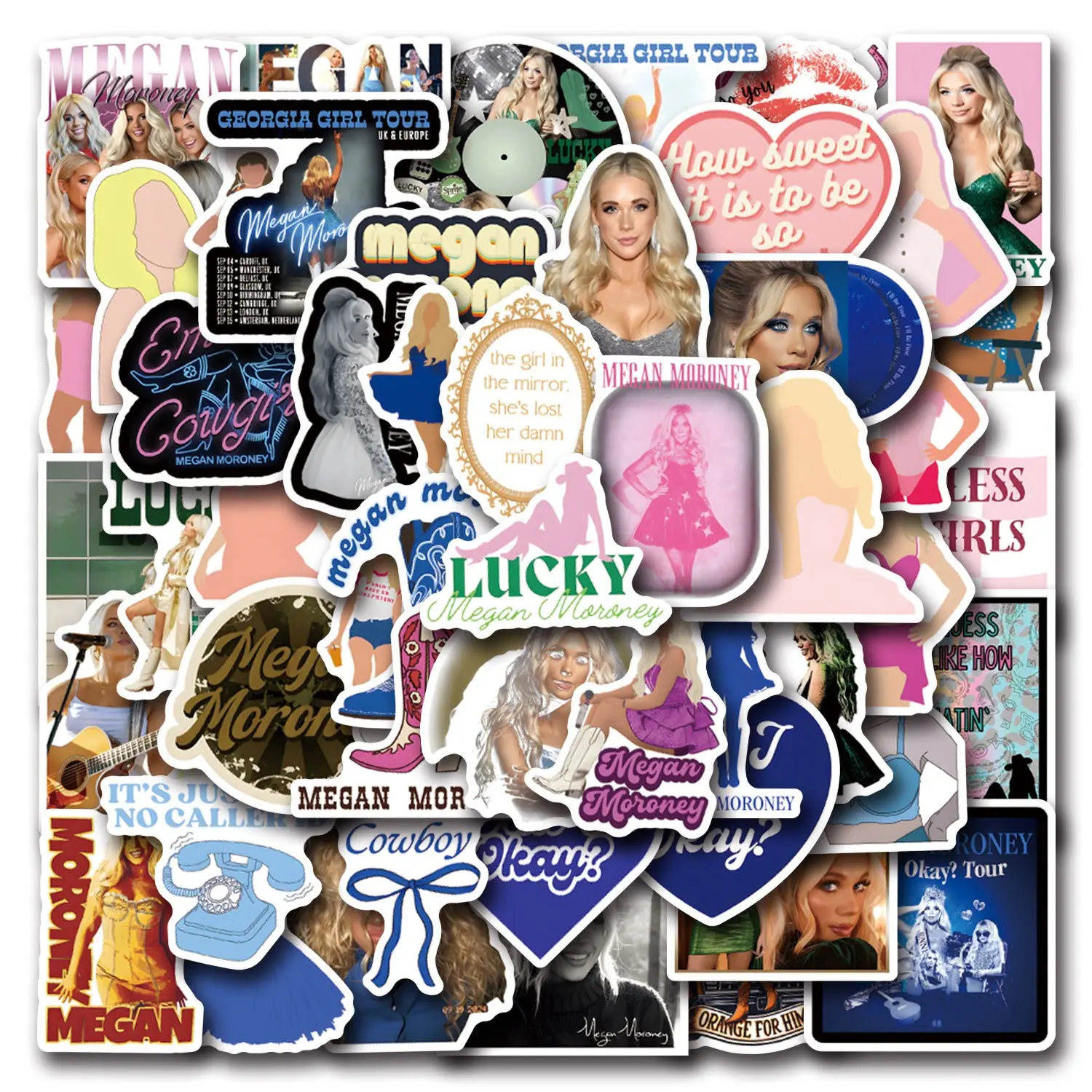 52 New Megan Moroney Creative Graffiti Stickers, Waterproof Stickers for Car, Luggage, Water Bottle, Phone, Laptop, Notebook, Toy, Journal, Waterproof Decal, Stickers for Cars, Sticker Decals