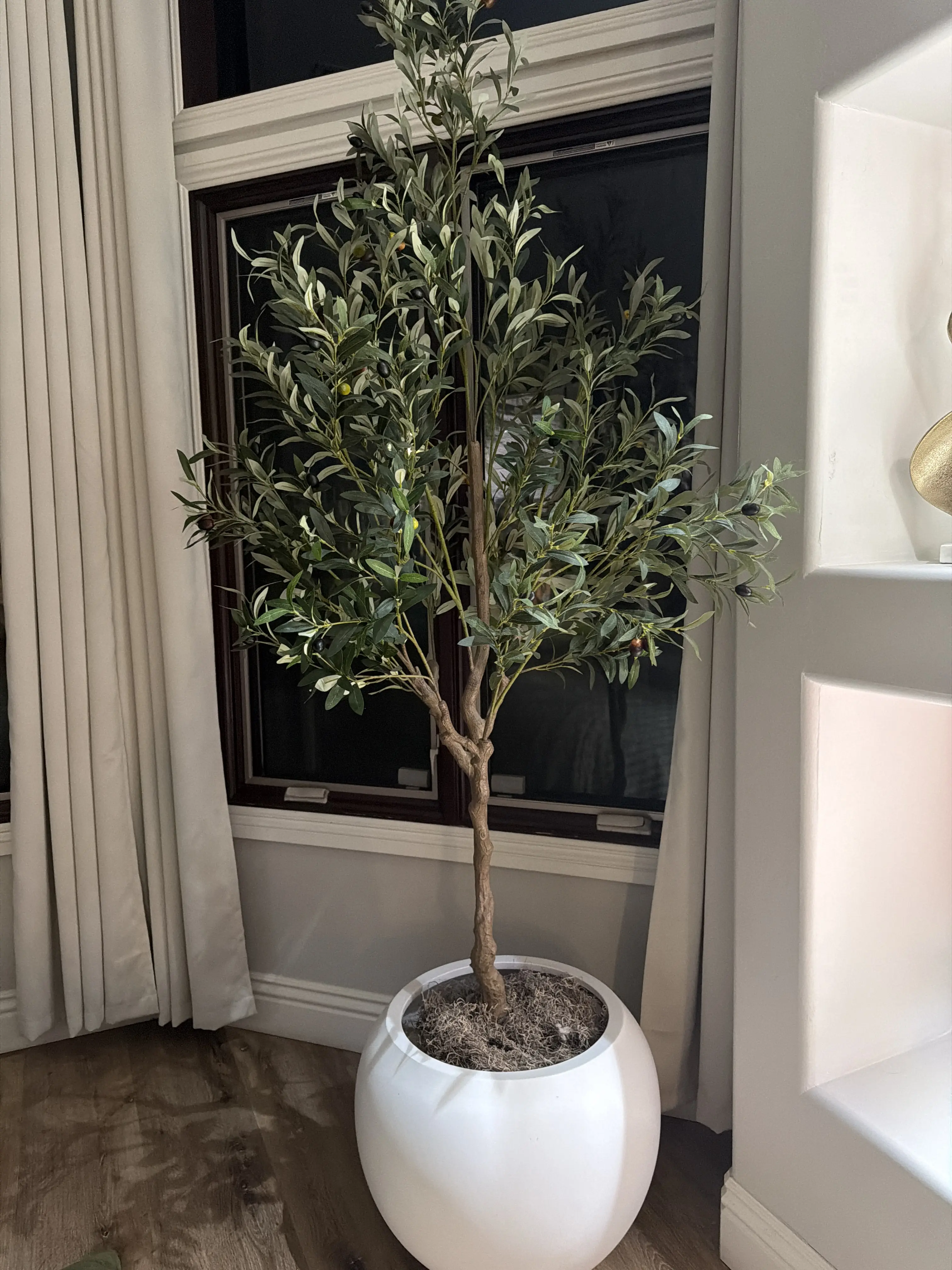 Silk Faux Olive Tree Decor Set Decorative Plants Room