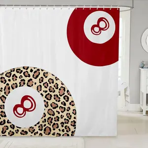 Girls Lucky 8 Ball Shower Curtain, Funky Y2K Cheetah Fabric Shower Curtain,Coquette Leopard Print Bathroom Shower Curtain Sets