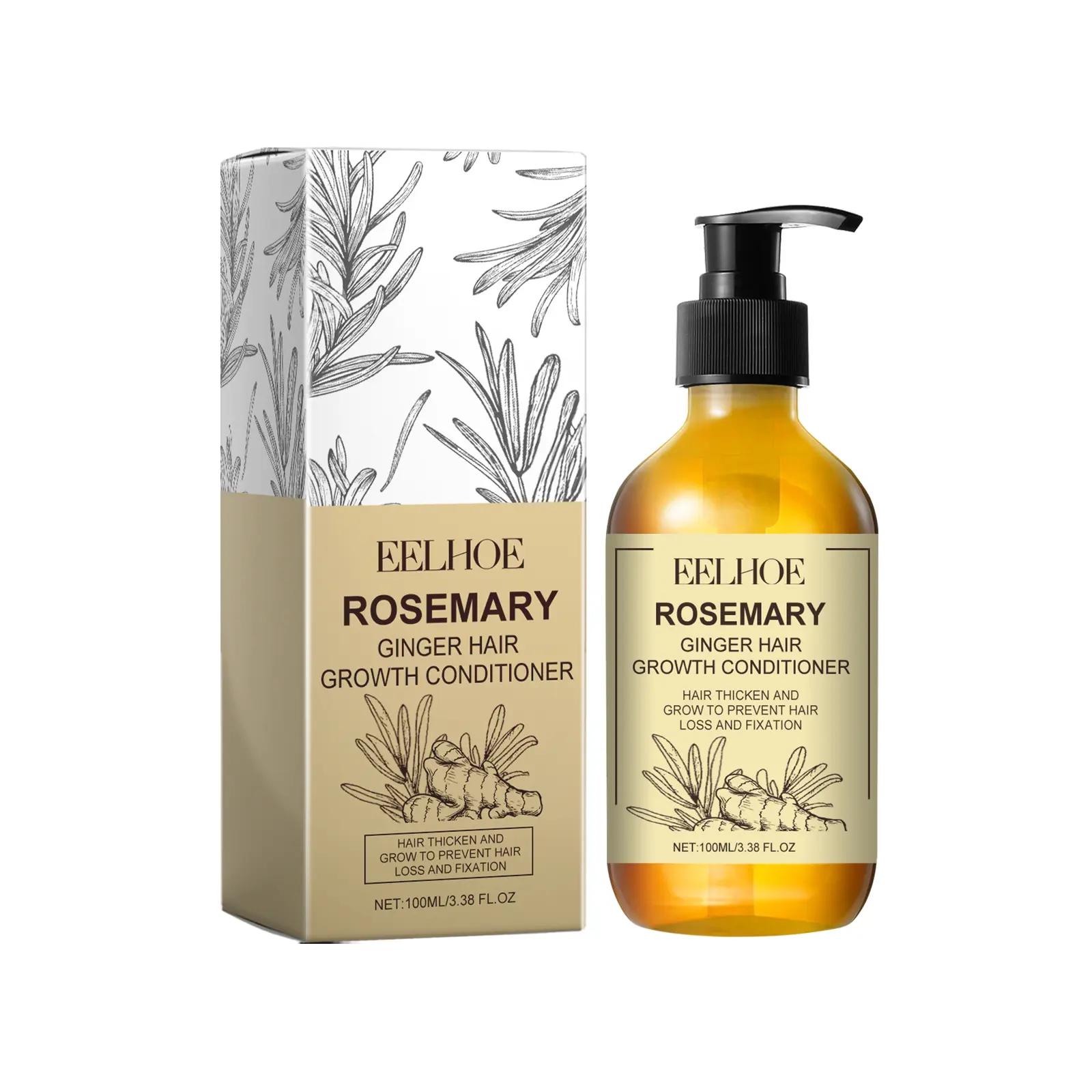 Eelhoe Rosemary Ginger Conditioner For Dry Hair And Frizzy, Supple, Fluffy, Repairing And Volumizing Conditioner Haircare Shampoo Natural Moisturizing